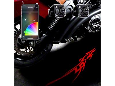 XK Glow CurbFX Bluetooth Waterproof 2-Piece LED Projector Welcome Light; Tatoo Style (Universal; Some Adaptation May Be Required)