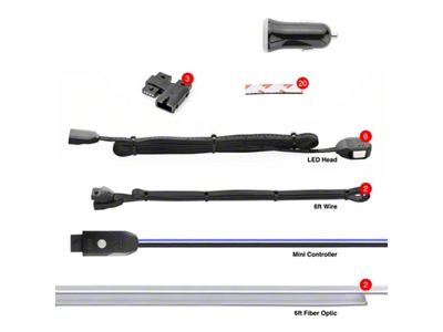 XK Glow Fiber Optic LED Accent Light Kit; 2-Piece 6-Foot (Universal; Some Adaptation May Be Required)