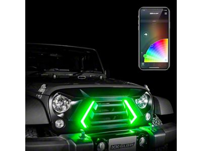 XK Glow JK Wrangler XKCHROME LED Grill Kit Dual Mode - XK-GRILL-JK1-DM