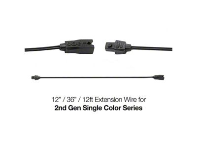 XK Glow Single Color Series 2nd Gen 2pin Extension Wire - 2P-WIRE-12FT