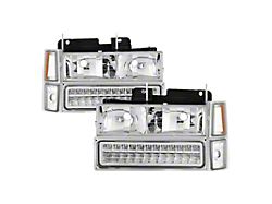 Xtune 92-94 Blazer Full Size Corner/LED Bumper Headlights Chrome HD-JH-CCK88-LED-AM-C-SET - 5069559