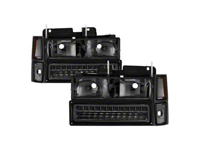 Xtune 92-94 Blazer Full Size Corner/LED Bumper Headlights Smoke HD-JH-CCK88-LED-AM-SM-SET - 5069566