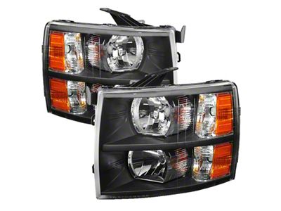 Xtune Chevy Silverado 07-13 Crystal Headlights Black HD-JH-CS07-AM-BK - 5076991