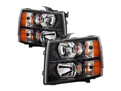 Xtune Chevy Silverado 07-13 Crystal Headlights w/ LED Black HD-JH-CS07-LED-BK - 9032967