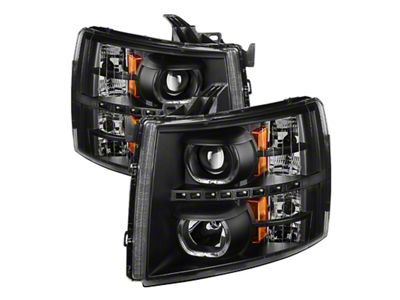 Xtune Chevy Silverado 1500/2500/3500 07-13 LED Halo Projector Headlights Black - 9032189