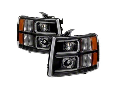 Xtune Chevy Silverado 1500/2500/3500 07-13 Projector Headlights Black PRO-JH-CS07-LED-BK - 9027796