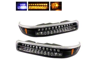 Xtune Chevy Silverado 99-02 LED Amber Bumper Lights Black CBL-CS99-LED-BK - 5014566