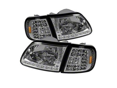 Xtune Ford F150 97-03 Crystal Headlights w/ Clear LED Corners - 5014191