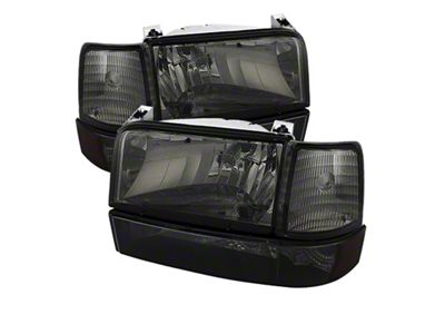 Xtune Ford F150/Bronco 92-96 Headlights w/Corner Bumper 6pcs Amber- Smoke - 5073143