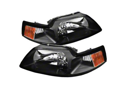 Xtune Ford MUStang 99-04 OEM Amber Headlights Black HD-JH-FM99-AM-BK - 5064349