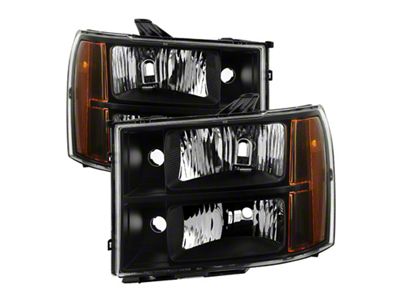 Xtune GMC Sierra 07-13 Crystal Headlights Black HD-JH-GSIE07-AM-BK - 9034749