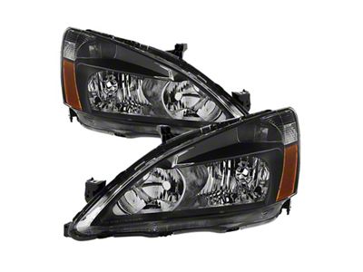 Xtune Honda Accord 03-07 Amber Crystal Headlights Black HD-JH-HA03-AM-BK - 5014351