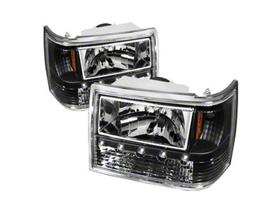 Xtune Jeep Grand Cherokee 93-98 1Pc Crystal Headlights Black HD-ON-JGC93-1PC-LED-BK - 5017666