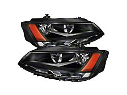 Xtune Volkswagen Jetta 11-14 Amber Crystal Headlights Black HD-JH-VJ11-AM-BK - 5075796