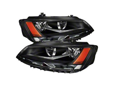 Xtune Volkswagen Jetta 11-14 Amber Crystal Headlights Black HD-JH-VJ11-AM-BK - 5075796