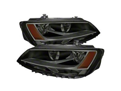 Xtune Volkswagen Jetta 11-14 Amber Crystal Headlights Smoked HD-JH-VJ11-AM-SM - 5075802